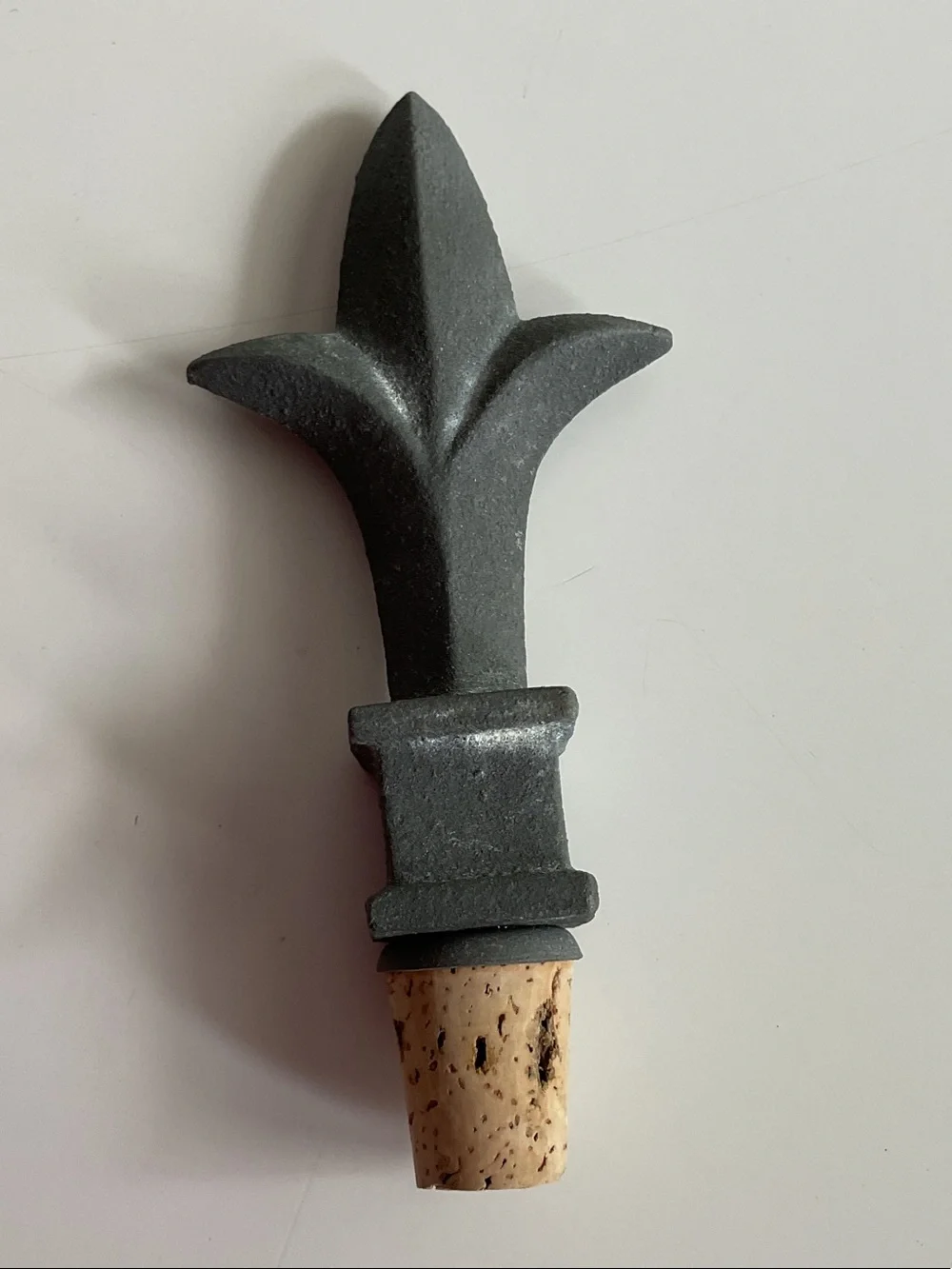 Restoration Hardware Gray Fleur-de-Lys Metal Wine Stopper